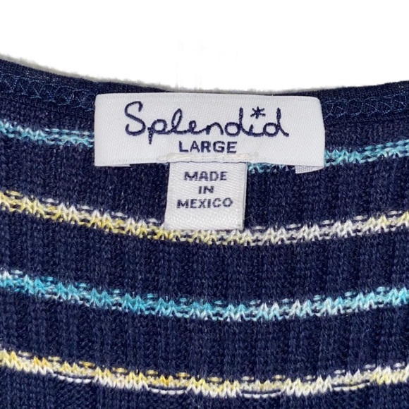 SPLENDID Blue & Yellow Striped Racerback Tank Top - Picture 3 of 9